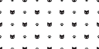 Kedi Dikişsiz desen vektör yavru kedi kedi pençe izole doodle beyaz duvar kağıdı arka plan