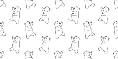 Dikişsiz desen vektör kutup ayısı izole panda teddy yürüyüş duvar kağıdı arka plan beyaz ayı