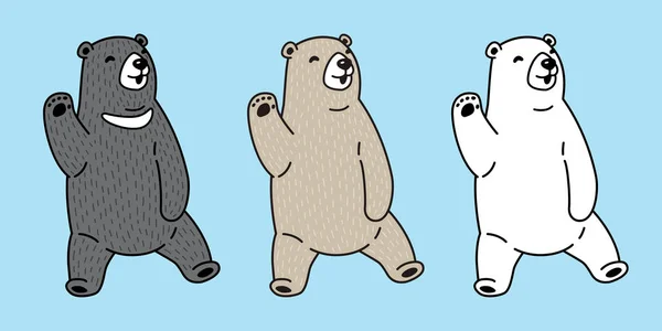 Medve Jegesmedve Panda Logó Ikon Boldog Teddy Illusztráció Rajzfilm Doodle — Stock Vector