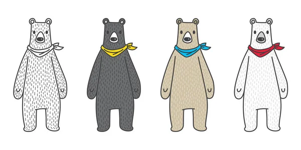 Niedźwiedź Wektor Ikona Logo Niedźwiedź Polarny Charakter Rasy Szalik Ilustracja — Wektor stockowy