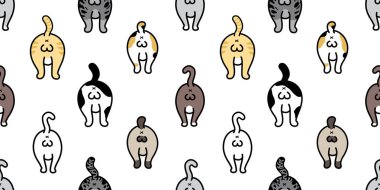 Kedi Dikişsiz desen vektör karikatür cins yavru kedi popo izole kedi doodle tekrar arka plan duvar kağıdı