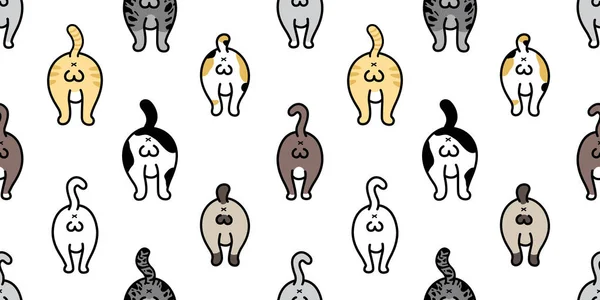 Kedi Dikişsiz desen vektör karikatür cins yavru kedi popo izole kedi doodle tekrar arka plan duvar kağıdı