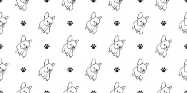 köpek Dikişsiz desen vektör Fransız buldozer pug köpek izole pençe duvar kağıdı arka plan çizgi film doodle