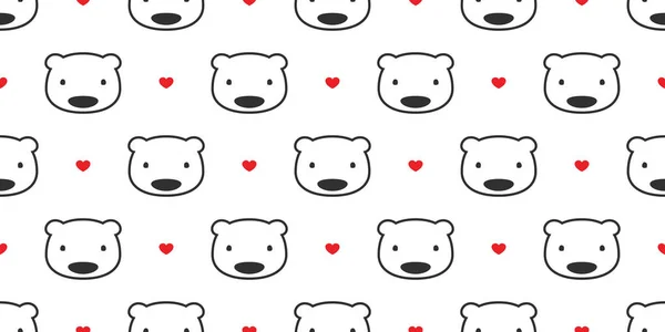 Mít Vzor Bezešvé Vektor Polární Medvěd Panda Srdce Valentýnské Samostatný — Stockový vektor
