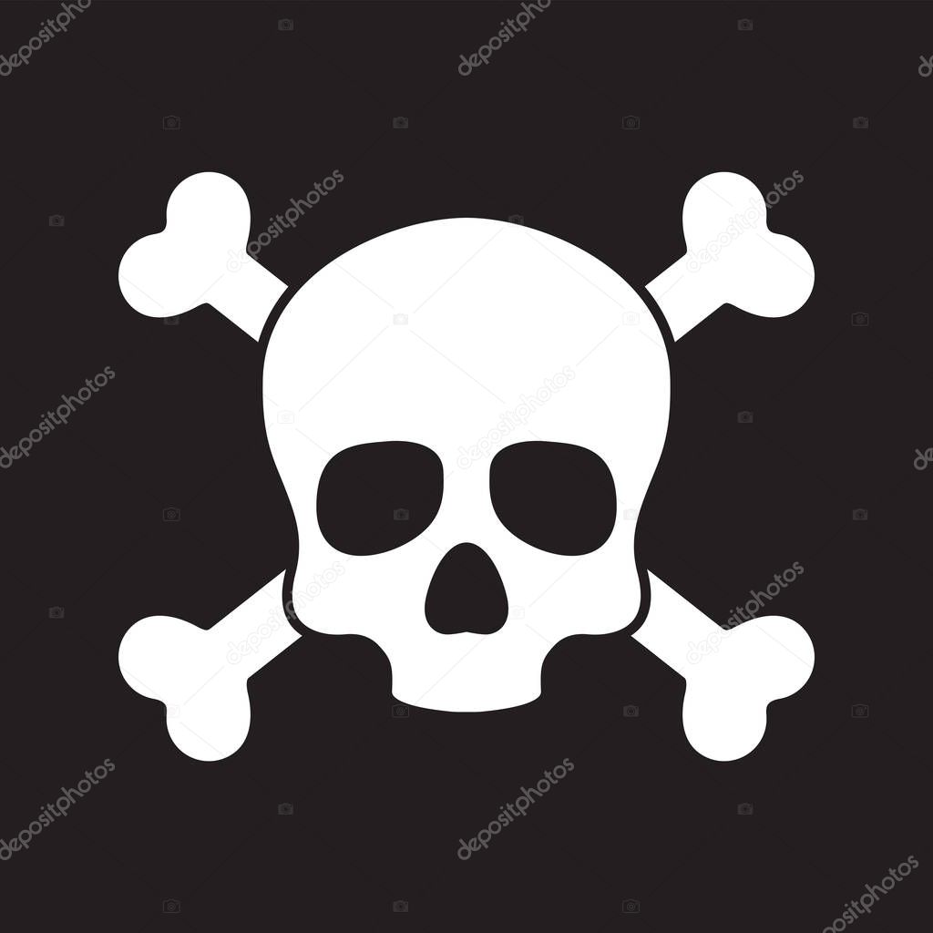 Skull pirate icon logo vector cross bone Halloween illustration graphic