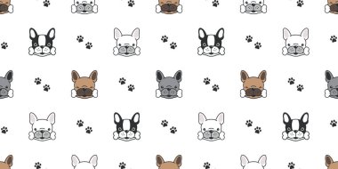 köpek vektör Fransız buldozer pug seamless modeli izole arka plan duvar kağıdı karikatür doodle