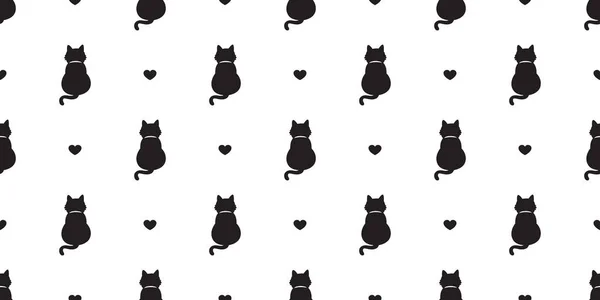 Katze Nahtlose Muster Vektor Kätzchen Valentinstag Isoliert Tapete Karikatur Hintergrund — Stockvektor