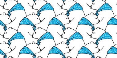 Dikişsiz desen kutup ayısı panda izole eşarp vektör duvar kağıdı arka plan çizgi film tekrar ayı