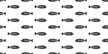 Balık Dikişsiz desen vektör balık kemik köpekbalığı yüzgeci somon izole duvar kağıdı arka plan Yinele