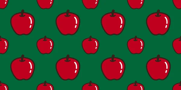 Apple Sömlösa Mönster Vektor Frukt Isolerade Upprepa Illustration Tecknad Doodle — Stock vektor