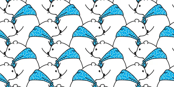 Bear Seamless Pattern Polar Bear Panda Isolated Scarf Vector Wallpaper — Stock Vector