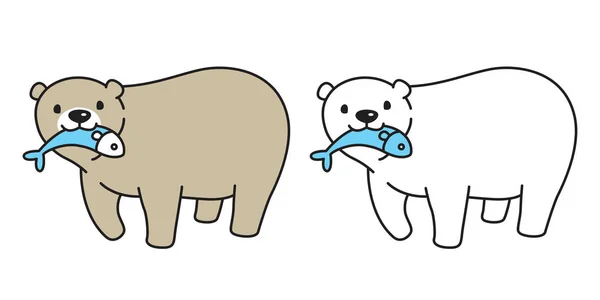Oso Vector Polar Oso Panda Captura Peces Logotipo Icono Ilustración — Vector de stock