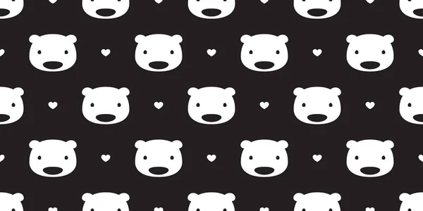 Ours Motif Sans Couture Vecteur Ours Polaire Panda Coeur Valentine — Image vectorielle