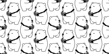 Panda vektör kutup ayısı izole kamera fotoğrafçı duvar kağıdı arka plan illüstrasyon karikatür ayı Dikişsiz desen