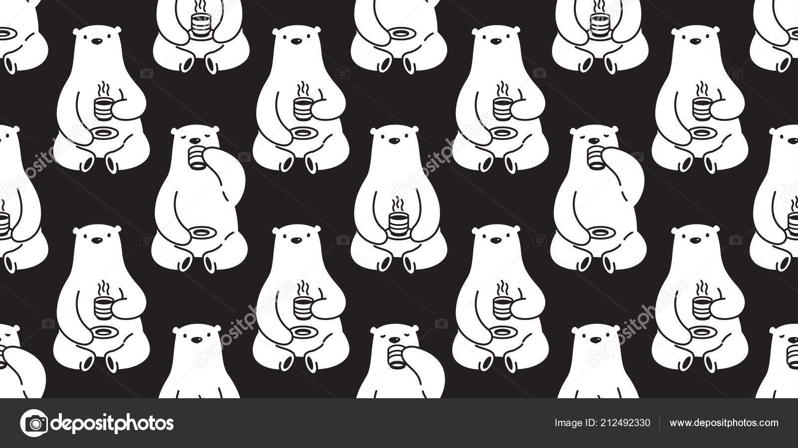 Bear Seamless Pattern Vector Polar Bear Coffee Tea Isolated Repeat Stock Vector C Cnuisin