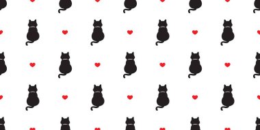 Kedi vektör seamless modeli kalp simgesi yavru kedi Sevgililer günü izole doodle arka plan duvar kağıdı
