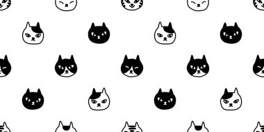 kedi doğurmak seamless modeli kedi kafa izole duvar kağıdı arka plan siyah vektör