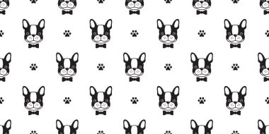 Köpek seamless modeli Fransız buldozer vektör papyon izole pençe arka plan duvar kağıdı