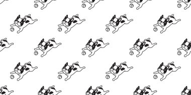 Köpek Dikişsiz desen vektör Fransız bulldog köpek yavrusu topu kemik duvar kağıdı arka plan izole