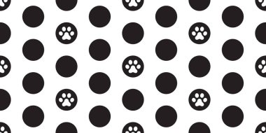 Köpek pençe Dikişsiz desen vektör polka dot karikatür duvar kağıdı döşeme arka plan illüstrasyon kedi pençe