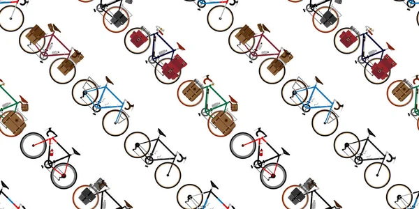 Cykel Sömlösa Mönster Vektor Cykling Isolerade Bakgrund Vintage Tapeter Illustration — Stock vektor