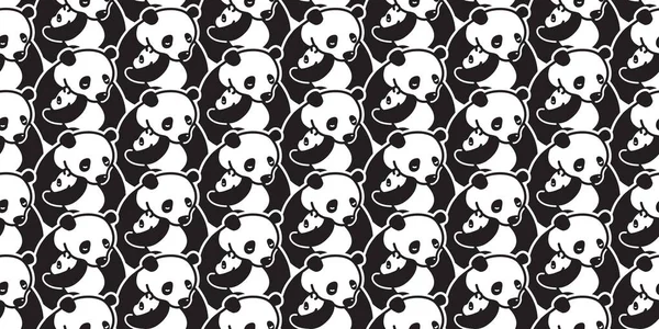 熊熊猫无缝图案矢量北极熊孤立背景壁纸插画卡通涂鸦 — 图库矢量图片