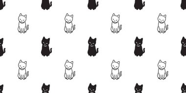 arka plan tekrar duvar kağıdı karikatür izole kedi Dikişsiz desen vektör Cadılar Bayramı