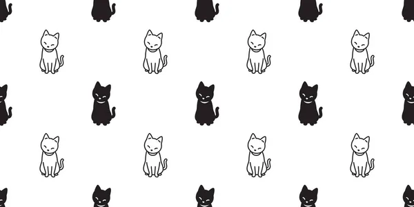 Kissa Saumaton Pattern Vektori Halloween Eristetty Tausta Toista Taustakuva Sarjakuva — vektorikuva