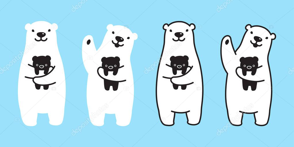 bear vector polar bear character cartoon icon panda logo kid illustration doodle