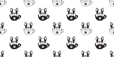 Köpek seamless modeli Fransız buldozer vektör izole Kupası pençe köpek yavrusu duvar kağıdı arka plan beyaz