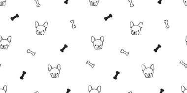 Köpek Dikişsiz desen vektör Fransız buldozer kemik pug baş köpek yavrusu izole arka plan duvar kağıdı beyaz