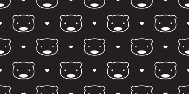 Dikişsiz desen kutup ayısı vektör panda Kalp Sevgililer aşk izole arka plan duvar kağıdı siyah ayı