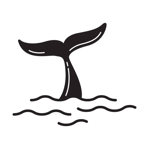 Köpekbalığı Kuyruk Vektör Logo Simge Yunus Balina Okyanus Deniz Çizgi — Stok Vektör