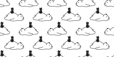 Dikişsiz desen kutup ayısı vektör kedi uyku izole arka plan tekrar duvar kağıdı doodle ayı 