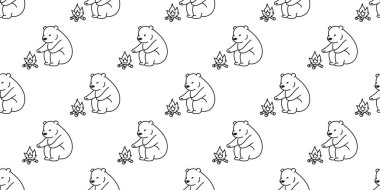 Dikişsiz desen kutup ayısı vektör kamp izole duvar kağıdı arka plan illüstrasyon karikatür beyaz ayı