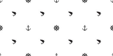 Çapa dümen Dikişsiz desen vektör köpekbalığı yüzgeci yunus deniz deniz deniz okyanus tekne arka plan duvar kağıdı izole