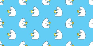 Okuma izole panda çizgi film ayı seamless modeli kutup ayısı vektör arka plan illüstrasyon rezervasyon yaptırın