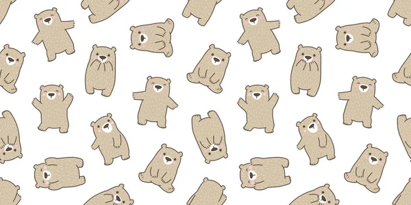Bear Seamless Pattern Polar Bear Vector Panda Doodle Isolated Background — Stock Vector