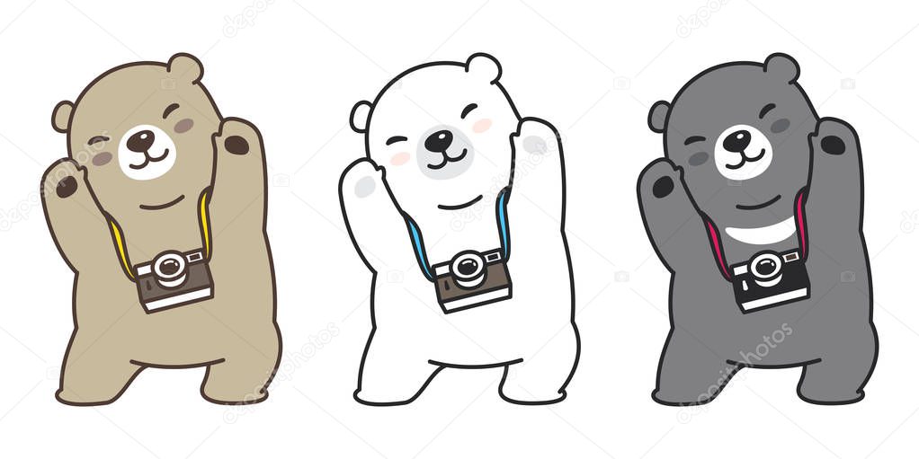 Bear vector polar bear icon logo character cartoon panda camera illustration
