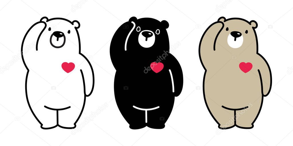 bear vector polar bear icon logo panda character cartoon illustration heart love valentine