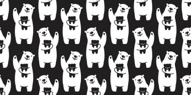 Dikişsiz desen kutup ayısı vektör panda teddy izole arka plan duvar kağıdı tekrar karikatür siyah ayı