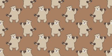 Dikişsiz desen kutup ayısı vektör panda teddy ağırlık eğitim spor salonu izole spor arka plan duvar kağıdı kahverengi ayı