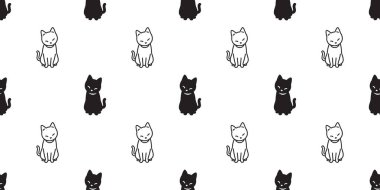 kedi Dikişsiz desen vektör yavru kedi çizgi film izole arka plan duvar kağıdı tekrar Cadılar Bayramı