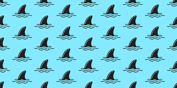 Žraločí Ploutev Vzor Bezešvé Dolphin Oceánu Doodle Vektorové Izolované Tapety — Stockový vektor