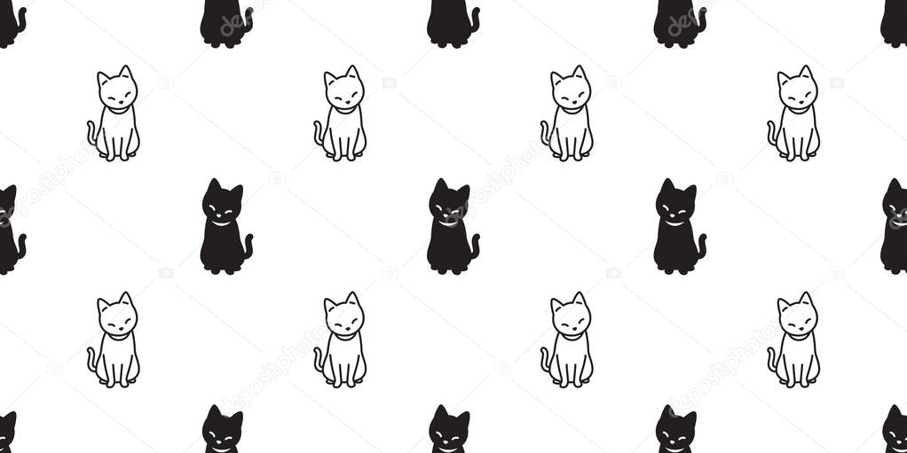 cat seamless Pattern vector kitten cartoon Halloween isolated background repeat wallpaper