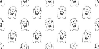 Ayı seamless modeli kutup ayısı vektör izole kamera fotoğrafçı duvar kağıdı arka plan illüstrasyon karikatür