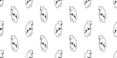 Dikişsiz desen vektör kutup ayısı balık somon izole karikatür arka plan duvar kağıdı ayı