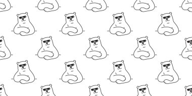 ayı kesintisiz vektör desen kutup ayısı panda teddy güneş gözlüğü izole arka plan tekrar duvar kağıdı doodle karikatür