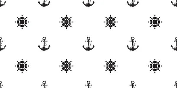 Kotwica Seamless Pattern Hełm Wektor Łódź Białym Tle Tapeta Tropikalny — Wektor stockowy