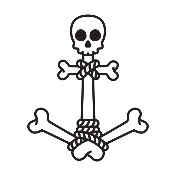 Kotwica Wektor Ikona Logo Pirat Hełm Kości Czaszki Łódź Morskie — Wektor stockowy
